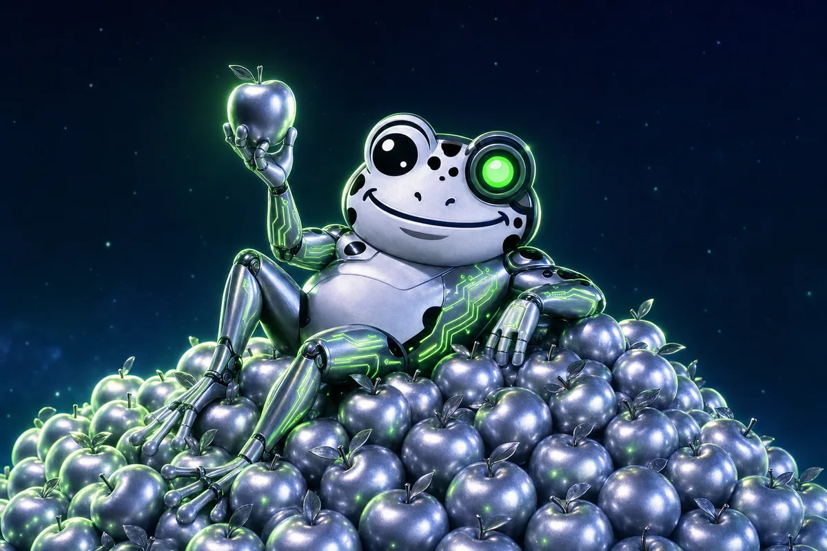 The Artificial Frog on a throne of silver apples